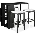 vidaXL 5-tlg Gartenbar-Set mit Kissen Poly Rattan Schwarz Modell 14