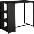 vidaXL 5-tlg. Gartenbar-Set mit Kissen Poly Rattan Schwarz - Schwarz