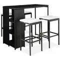 vidaXL 5-tlg. Gartenbar-Set mit Kissen Poly Rattan Schwarz
