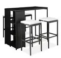 vidaXL Gartenlounge-Set 5-tlg. Gartenbar-Set mit Kissen Poly Rattan Schwarz, (1-tlg)