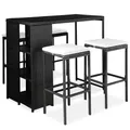 vidaXL 5-teiliges Gartenbar-Set mit Kissen, PE-Rattan, Schwarz