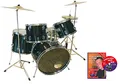 CLIFTON Schlagzeugset „Black Beat“ mit Lernbuch und Karaoke-CD, genaue Aufbauanleitung, Becken, Fußmaschine, HiHat Maschine