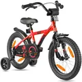 PROMETHEUS BICYCLES Kinderfahrrad HAWK 16 Zoll ab 5 Jahre, 1 Gang, Junge Mädchen Fahrrad Kinder mit Rücktrittbremse Stützräder
