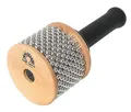 GEWA Cabasa 18 x 11 cm – Percussion Instrument mit Holzkorpus, Metallfläche & Metallkugelketten – Natur – Gummigriff
