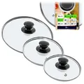 KADAX Topfdeckel "Caserta", hitzebeständiger Deckel-set aus Glas mit griff, drei Größen (16+18+20 cm)