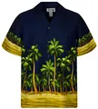 KY‘s Original Hawaiihemd, Grüner Palmenwald, blau, L