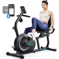 MERACH Liegeergometer für Zuhause mit 8 verstellbaren Widerstandsstufen, Smart Bluetooth, exklusiver App-Konnektivität, LCD-Display, Herzfrequenzsensoren und verstellbarer Rückenlehne