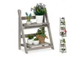 relaxdays Blumenständer Blumentreppe Holz grau, M