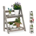 Blumentreppe Blumenleiter Pflanzenregal Pflanzentreppe Tannenholz grau klappbar