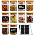 10 Gewürzgläser mit Etiketten Glas 120ml Kräuter Gewürz Dosen Behälter Leer Set
