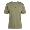 Adidas Men's Essential Three Stripes Single Jersey Tee, Olive strata/Black, L