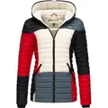 Navahoo Steppjacke Multikulti stylische Colorblocking Übergangsjacke m. Kapuze blau|bunt S (36)