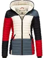 Navahoo Damen Übergangsjacke Colorblocking leichte Steppjacke mit Kapuze Multikulti Multicolour French-Tricoloree Gr. S