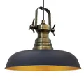 bamyum Nota-Knob Hängelampe Vintage Schwarz 30 cm, Nota Küchenlampe Hängend, Pendelleuchte Industrial Esstisch Wohnzimmer, Retro
