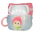 kwmobile In-Ear Kopfhörer Case für Apple Airpods 4 Hülle mit Karabiner - Headphones Case - Earphones Cover Etui - Katze mit Pfirsichhut - Blau