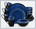 vancasso Starry Geschirr Set 16tlg Steingut Blau 12 Teller 4 Tassen NEU