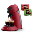 Philips Senseo Kaffeepadmaschine Original Plus CSA210/90, mit zwei Kaffee-Einstellungen, aus 28% rec. Plastik, inkl. Gratis-Zugabe (Wert 5 € UVP), Rot