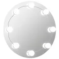 vidaXL Wandspiegel mit LED-Beleuchtung Kosmetikspiegel Spiegel Schminkspiegel Frisierspiegel Hängespiegel Dekospiegel Wohnzimmer Rund Glas