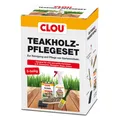 CLOU Teakholz Pflegeset für Gartenmöbel Teaköl, Holzreiniger, Bürste, Pinsel
