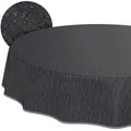 Tischdecke abwaschbar Wachstuch Wachstuchtischdecke Gartentischdecke Leinen-Optik Pflegeleicht Wasserabweisend 140cm (Rund) Anthrazit mit Saum