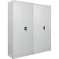 PROREGAL MegaDeal 2x Flügeltürenschrank ELEPHANT 2 Türen Abschließbar HxBxT 180x80x40cm 6 Fächern & Kleiderstange Stahl Pulverbeschichtet Lichtgrau