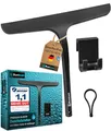 BLUMBACH® Duschabzieher schwarz, Abzieher Dusche mit Halterung 28 cm breit, Fensterabzieher Silikon mit Edelstahl Kern, Dusch Abzieher Wischer, Duschwand Abzieher, Flitsche Dusche, Glasabzieher,