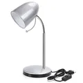 Aigostar Schreibtischlampe Retro E27, Metall Leselampe mit 153 cm Kabel mit Schalter, Ohne Glühbirne, Flexibler Metallarm, Silber