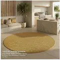 Jimri Outdoorteppich Key West, Rund, Outdoor Teppich Balkonteppich Terassenteppich gelb Rund | 200 cm x 200 cm