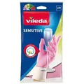 Vileda Latexhandschuhe Sensitiv innen baumwollbeschichtet, 1 Paar rosa L