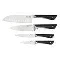 Tefal Jamie Oliver 4-teiliges Messerset, Kochmesser, Santokumesser, Universalmesser, Schälmesser, unverwechselbares Design, eisgehärtet, widerstandsfähige Klingen, Edelstahl/Schwarz, K267S4