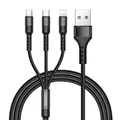 RAVIAD Multi USB Charging Cable - 1.2 m - Nylon 3 in 1 Multiple Charger Cable -