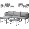 Svita Detroit Polyrattan Gartenlounge Modular Ecksofa Tisch Inklusive Kissen Grau