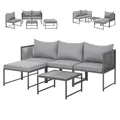 Polyrattan Gartenlounge Modular Ecksofa Tisch Inkl. Kissen Grau SVITA DETROIT