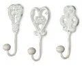 3tlg. Haken 3er Set Wandhaken weiß grau Kleiderhaken Haken Wandgarderobe Gard...
