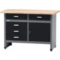 Küpper Werkbank Eintürig mit 5 Schubladen 84 x 120 x 60 cm Schwarz-Hellgrau