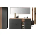 Voleo Garderobe, Graphit, Eiche Artisan, Holzwerkstoff, 7-teilig, 305x179x37 cm, Garderobe, Garderoben-Sets & Serien, Garderoben-Sets
