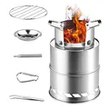 Grafner 2in1 Tragbarer Campingkocher, für Holz und Äste, effiziente Holzverbrennung, geringe Rauchentwicklung, als Kocher und Grill nutzbar, rostfreier Edelstahl, Mini Holz Ofen faltbar Survival