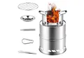 Grafner Holzkohlegrill Campingkocher Edelstahl Outdoor Holz-Ofen, Ø 13,5 x 21,5 cm