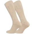 Cotton Prime® Trachtensocken Trachten-Kniestrümpfe mit Zopfmuster beige 39-42
