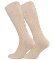 Cotton Prime Unisex Trachtensocken Trachtenstrümpfe, Kniehoch mit Zopfmuster, Naturfarben, Leinen-Baumwollgemisch, Perfekt für Lederhose und Dirndl, Gr. 39-42