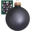 Krebs Glas Lauscha Weihnachtskugeln Uni-Design Theodora Grau 7cm