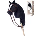 HOPPIHORSE Steckenpferd mit Trense - A3 - Hobby Horse mit Zügeln, Schultergurt, Schweif - hochwertiges Plüsch mit Langer Mähne - Silikongriff für besseren Halt - mit Geschenkverpackung