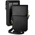 moex Handytasche zum Umhängen für Samsung Galaxy S9 – Kleine Handtasche mit Handyfach und Sichtfenster, 2 zusätzliche Fächer - Handy Umhängetasche Damen, Onyxschwarz