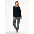 Schiesser Schlafanzug Casual Essentials (2 tlg) Baumwolle, Rundhalsausschnitt, langärmelig blau M (38)