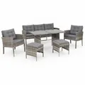 Swing&Harmonie Sydney Polyrattan Sitzgruppe Esstisch Lounge Sitzgarnitur Essgruppe Gartenmöbel Set - grau