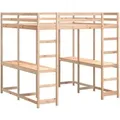vidaXL Hochbett mit Schreibtisch & Leiter 160x200 cm Massivholz Kiefer 3284233