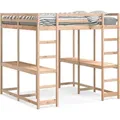 vidaXL Hochbett mit Schreibtisch & Leiter 160x200 cm Massivholz Kiefer - Braun