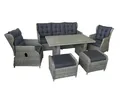 bellavista - Home&Garden® Garten-Essgruppe »Canelli« Dininglounge Set Sitzgruppe Loungemöbel Lounge Gartenmöbel, (Set, 6-tlg., 1 Sofa, 2 Sessel, 2 Hocker, 1 Tisch, inkl. Auflagen), braun, Polyrattan, für 7 Personen, wetterfest - Garten, Terrasse