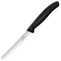 VICTORINOX Gemüsemesser silber, schwarz glänzend, poliert Klinge: 10,0 cm - 6 Stück 6.7833.6