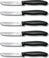Victorinox Tomaten- und Tafelmesser-Set | Swiss Classic | 6-teilig | Wellenschliff | 11 cm | Schwarz